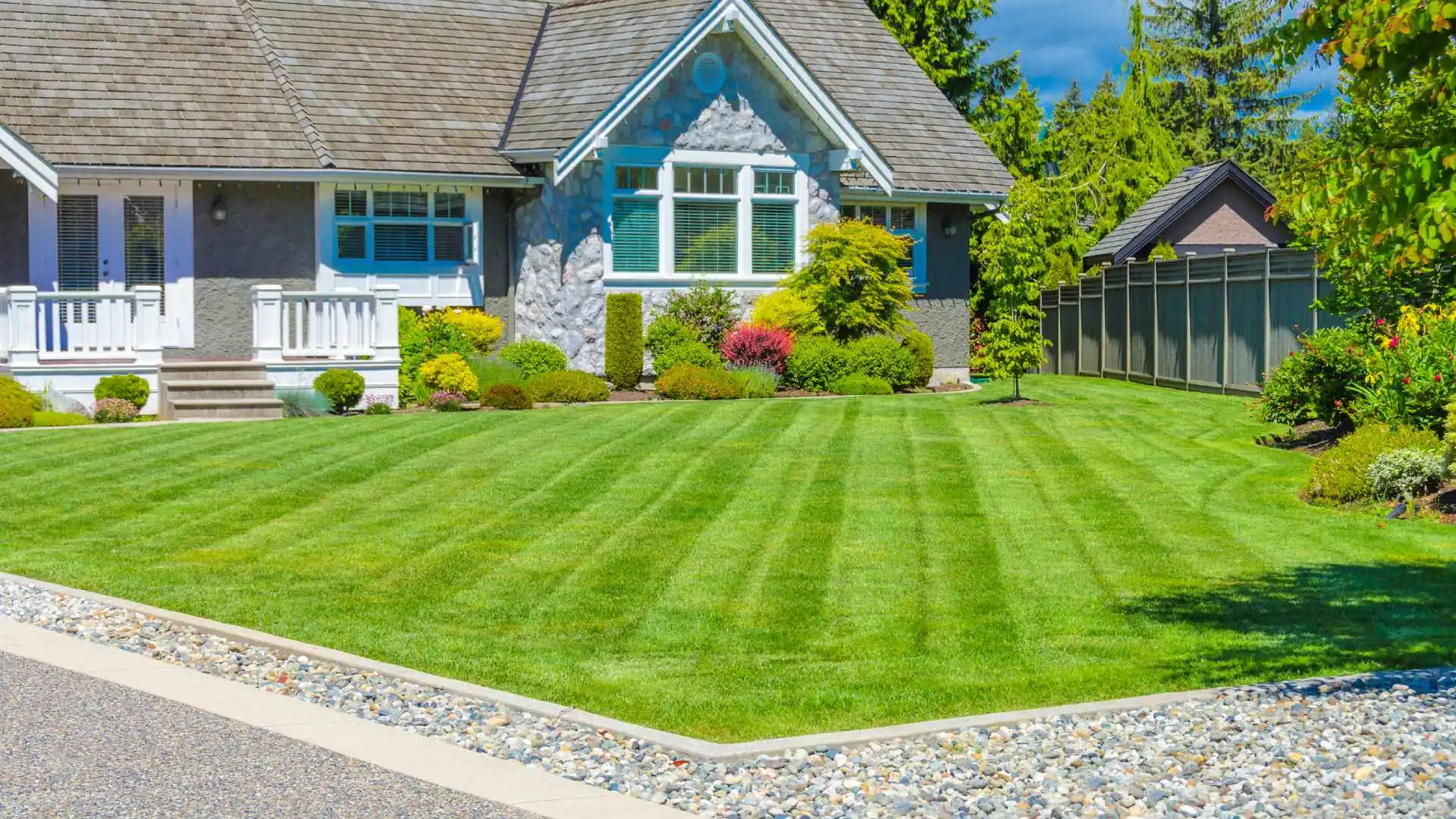 Mowed lawn for clients in Hobart, WI.