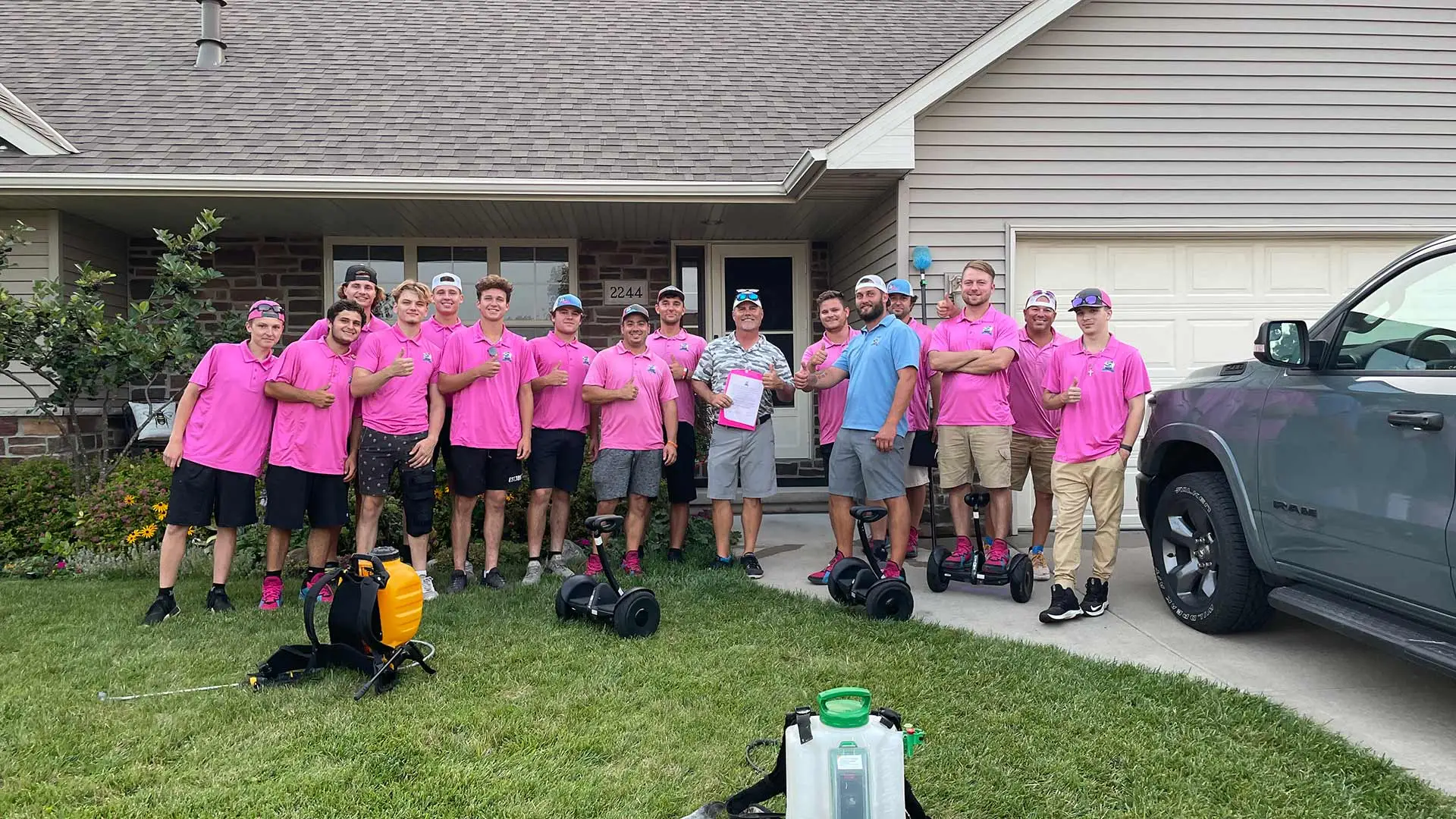 Turf Badger crews at a customer's home near Escanaba, Michigan.