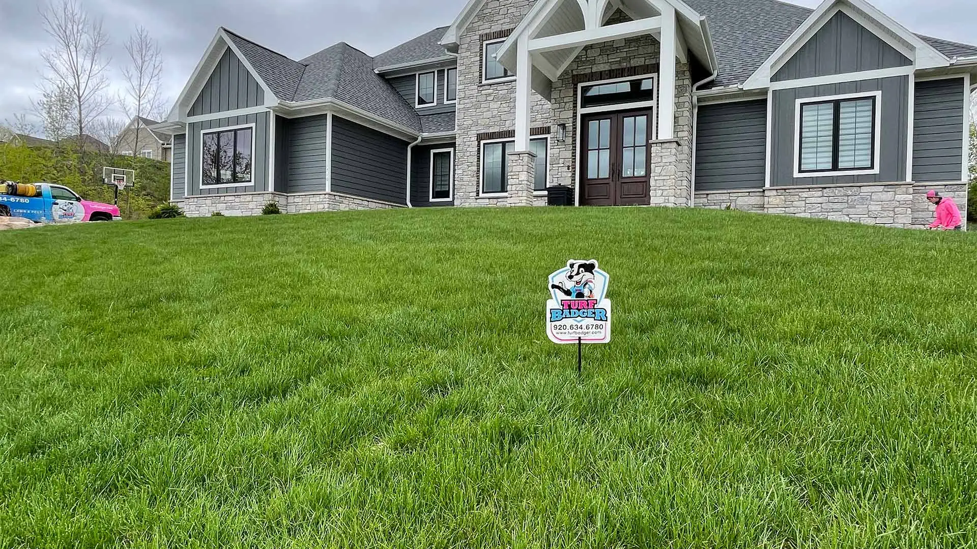 Healthy, green lawn with regular lawn care near Appleton, WI.