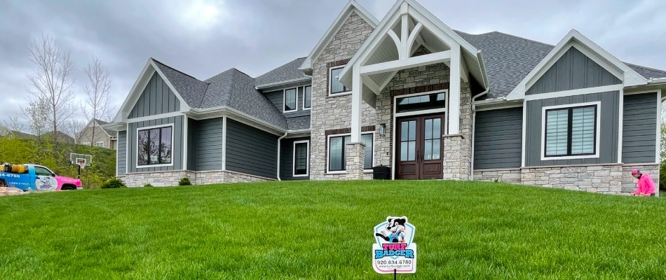 Lawn after liquid aeration services done in Marquette, MI.