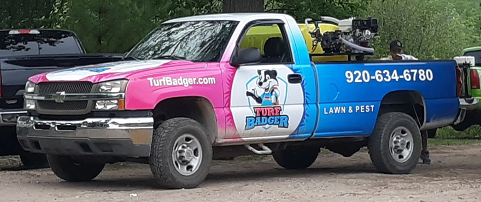 Our truck at a project in Bellevue, WI.